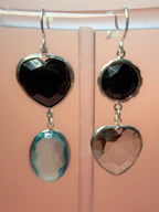 Sylvia Mismatched Lucite Drop Earrings — Jet Black & Icy Blue