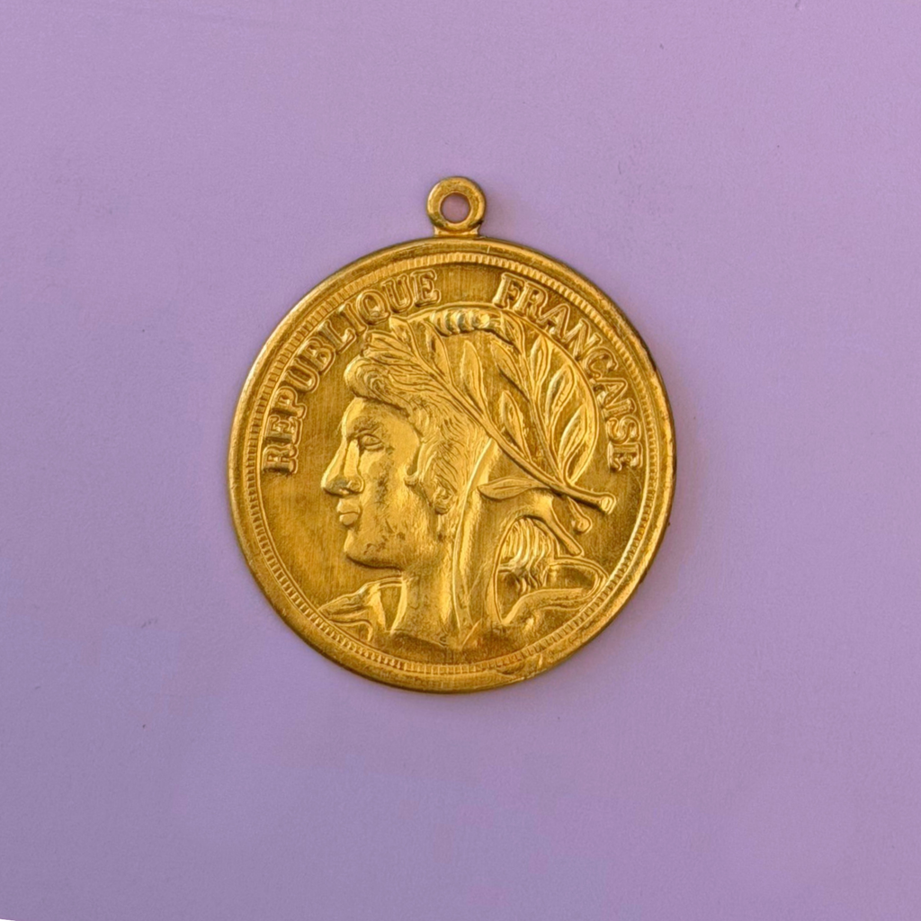 Vintage Miriam Haskell "Republique Française" Coin Charm