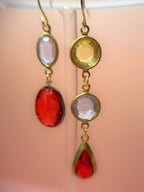 Rosario Mismatched Lucite Drop Earrings — Pale Blue, Yellow & Red