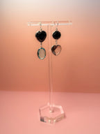 Sylvia Mismatched Lucite Drop Earrings — Jet Black & Icy Blue