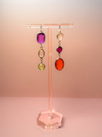 Cordelia Mismatched Lucite Drop Earrings — Purple, Red & Lime