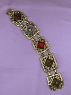 Vintage Gold-Tone Moroccan Matrix Style Panel Bracelet