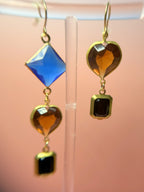 Beatrix Mismatched Lucite Drop Earrings — Cobalt Blue, Brown & Black