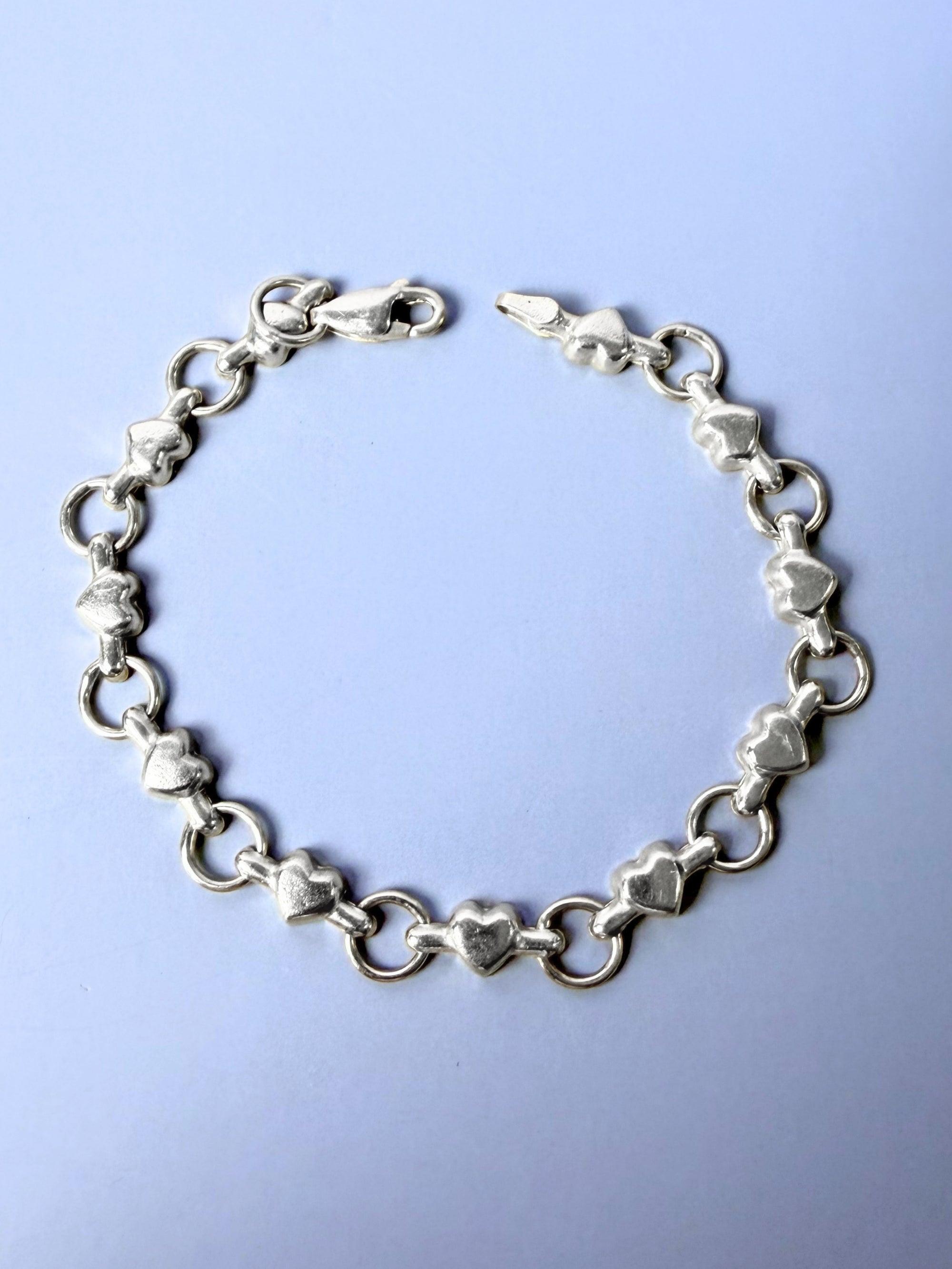 Sterling Silver Heart Link Bracelet