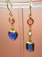 Cecily Mismatched Lucite Drop Earrings — Blush Pink, White & Cobalt