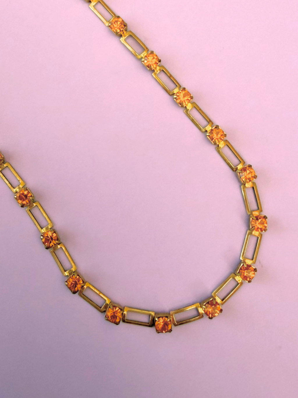 Vintage Topaz-Tone Swarovski Skip Chain Necklace