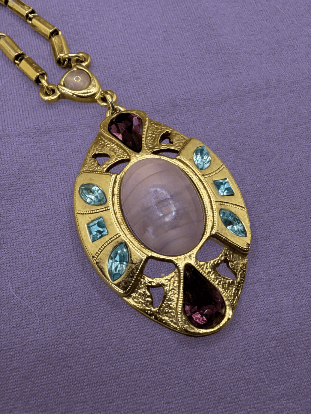 Vintage Gold-Tone Multi-Stone Lavaliere Pendant
