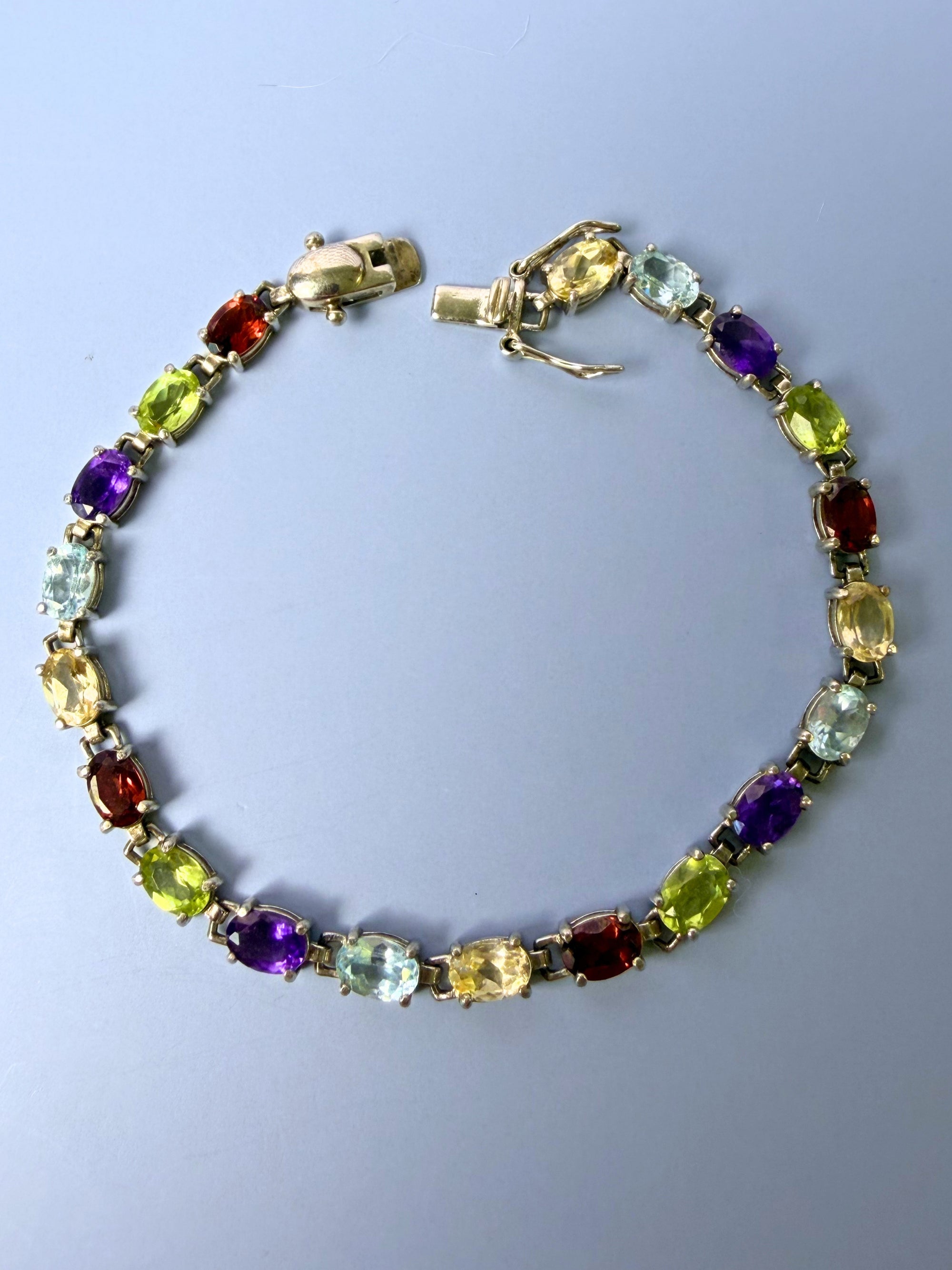 Sterling Silver Gemstone Tennis Bracelet