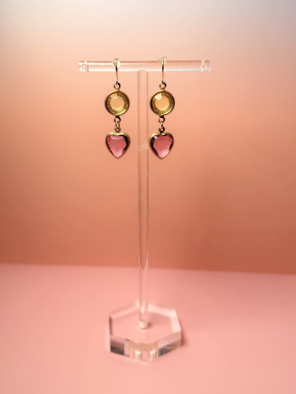 Vivienne Lucite Drop Earrings — Lemon & Pink Heart