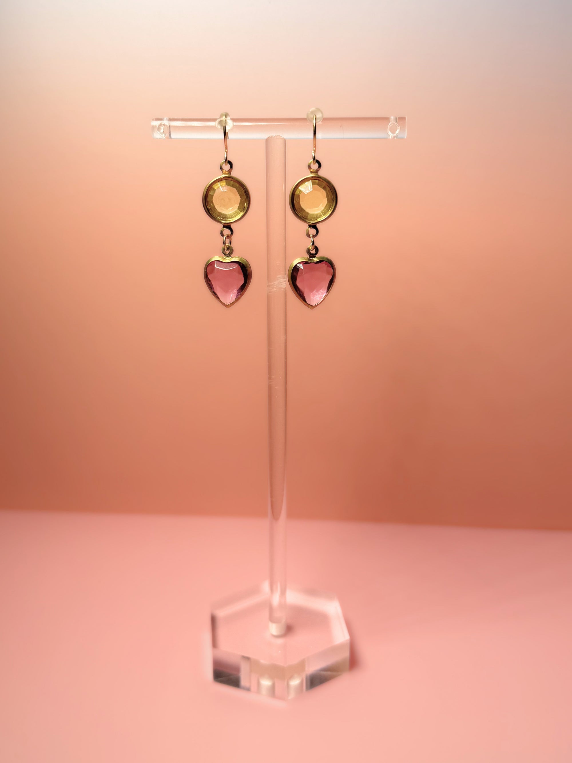 Vivienne Lucite Drop Earrings — Lemon & Pink Heart