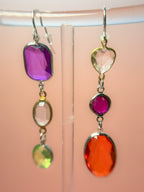 Cordelia Mismatched Lucite Drop Earrings — Purple, Red & Lime