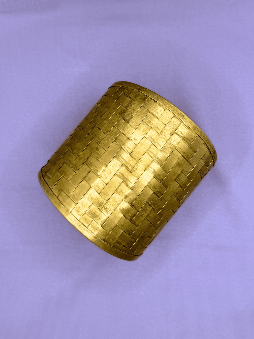 Vintage Wide Brass Basketweave Cuff