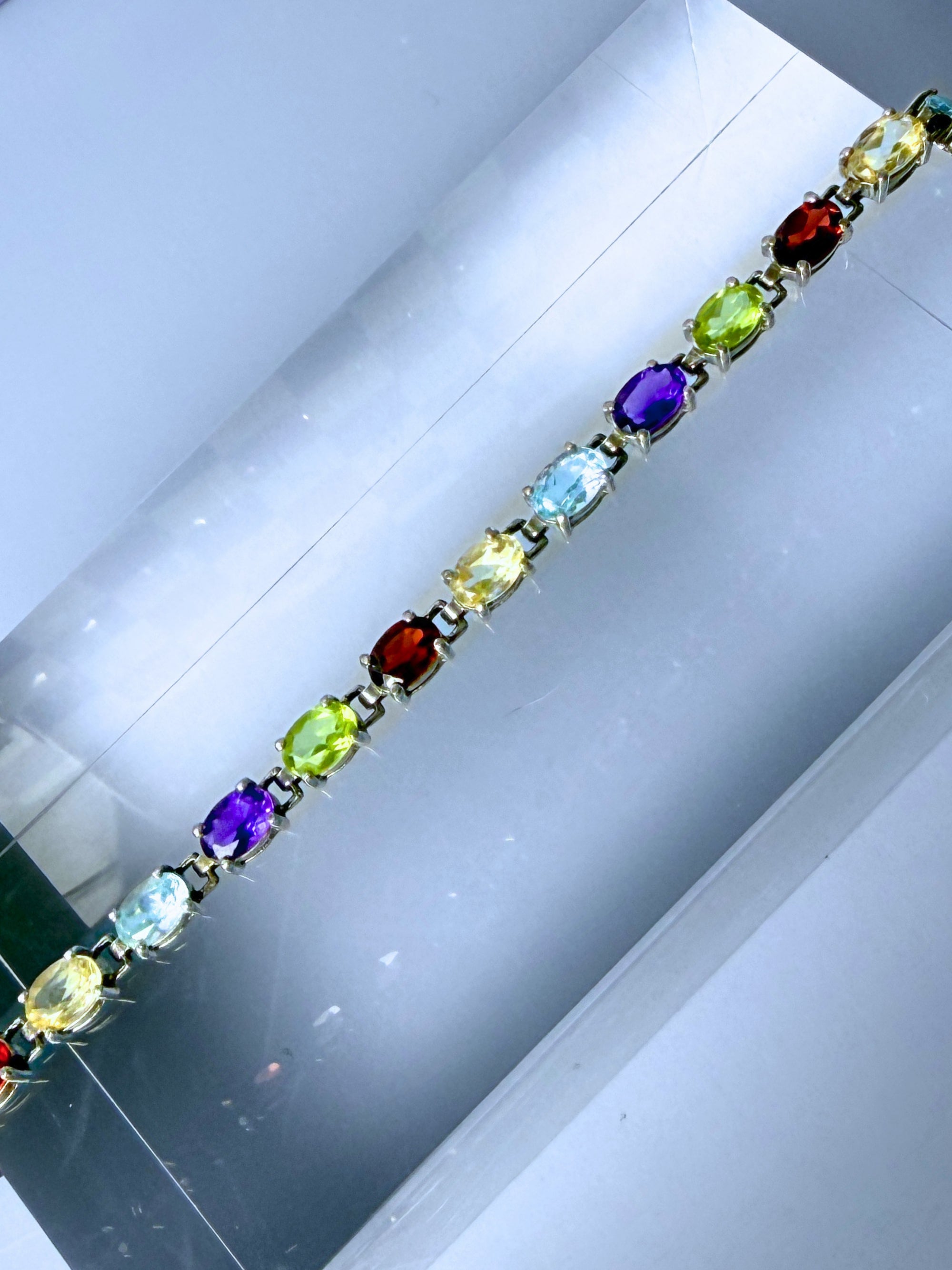 Sterling Silver Gemstone Tennis Bracelet