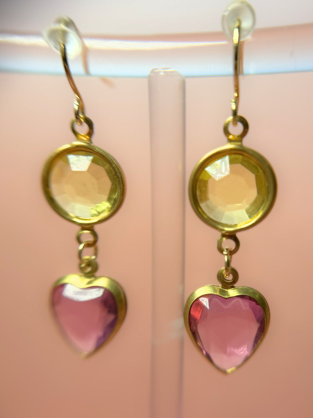 Vivienne Lucite Drop Earrings — Lemon & Pink Heart