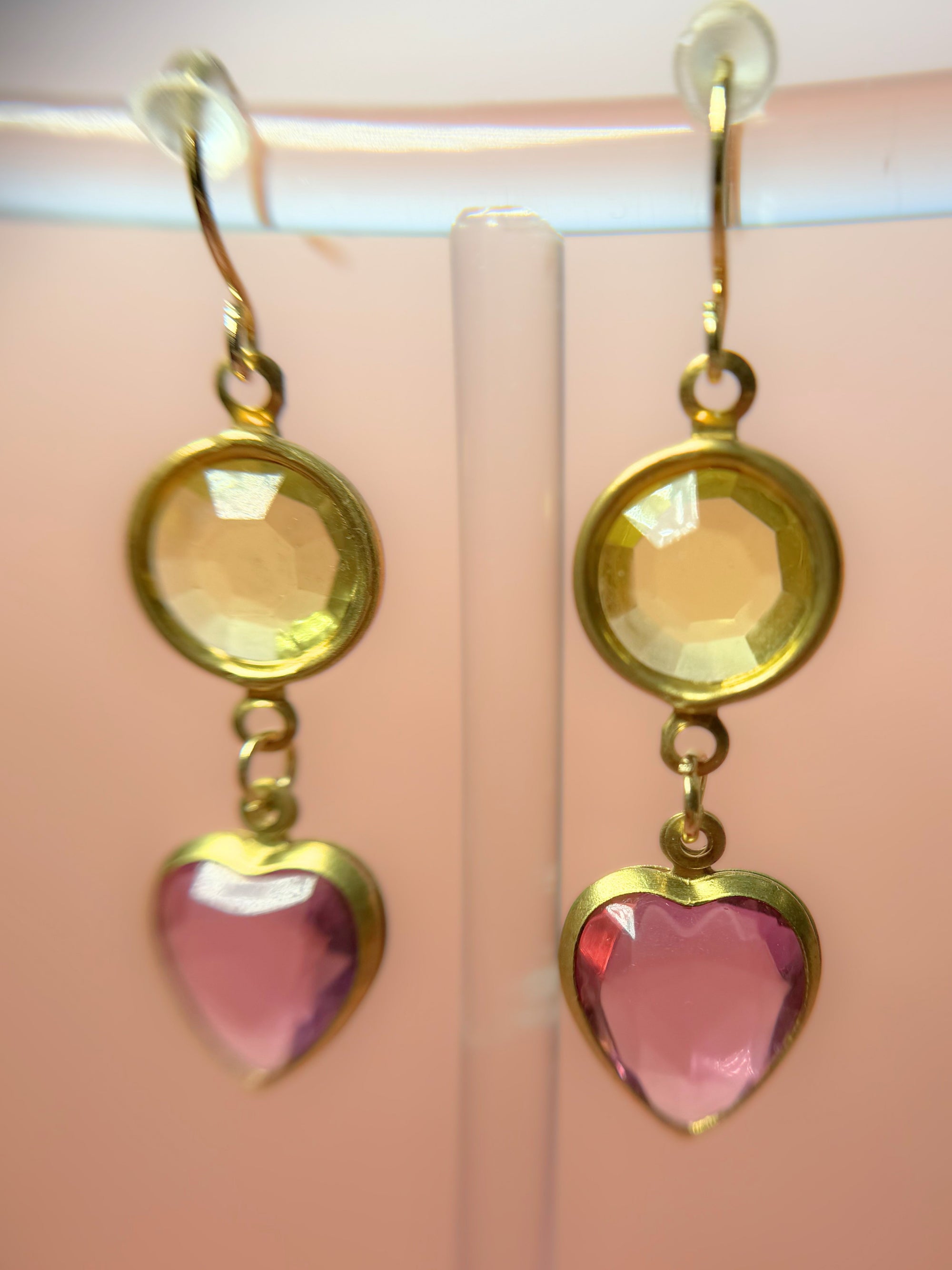Vivienne Lucite Drop Earrings — Lemon & Pink Heart
