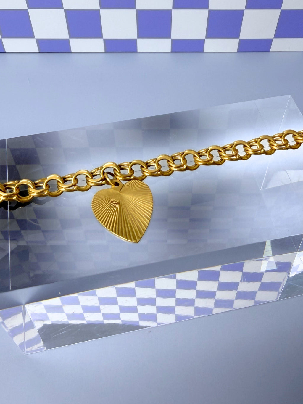 Vintage Sunburst Heart Charm Bracelet