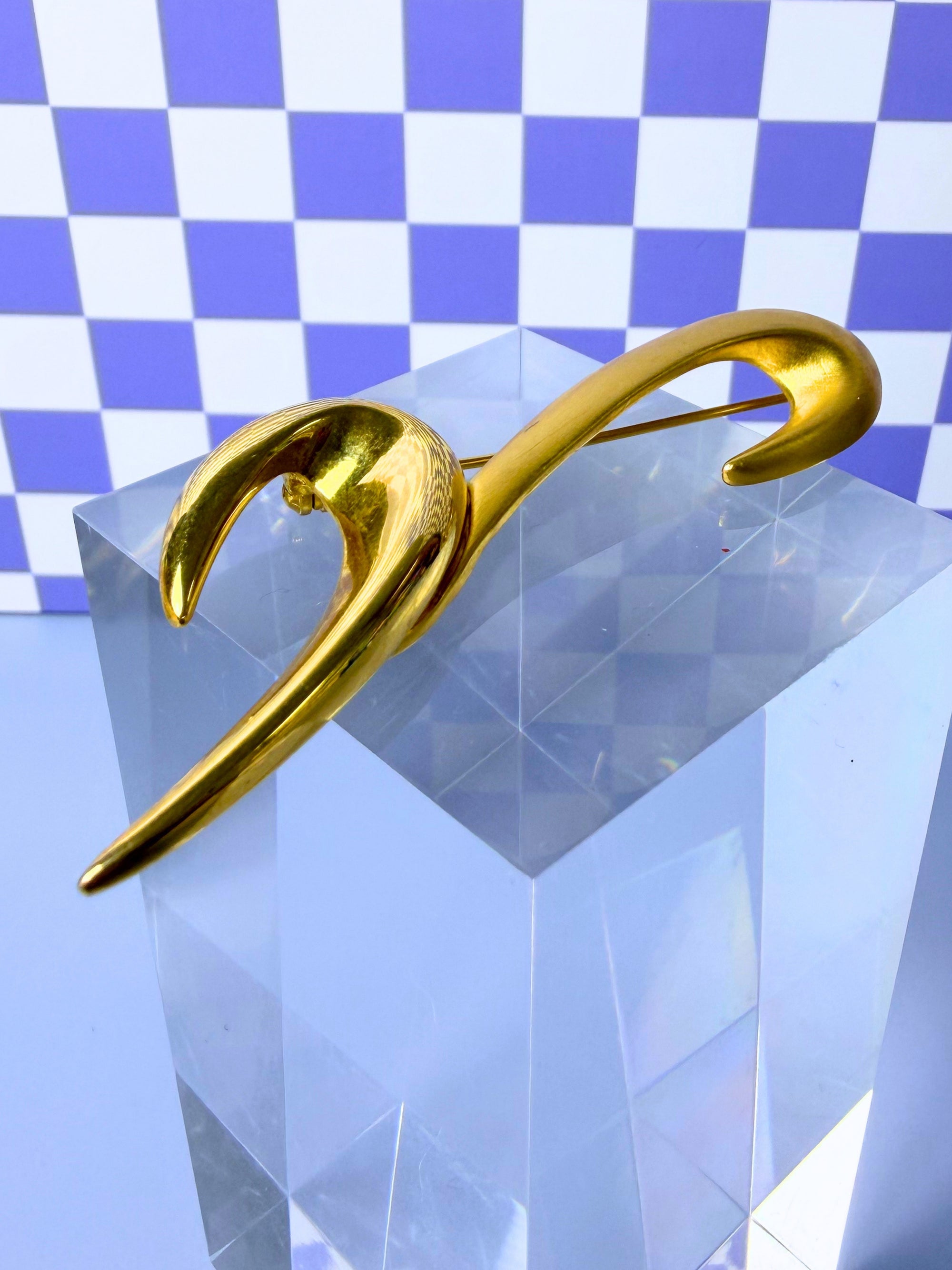 Abstract Double Scroll Brooch