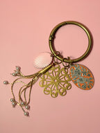 Sweet Dreams Vintage Charm Bag Charm — Shell, Filigree & Floral Enamel
