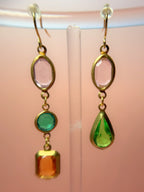 Paloma Mismatched Lucite Drop Earrings — Pink, Orange & Green