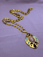 Vintage Gold-Tone Multi-Stone Lavaliere Pendant