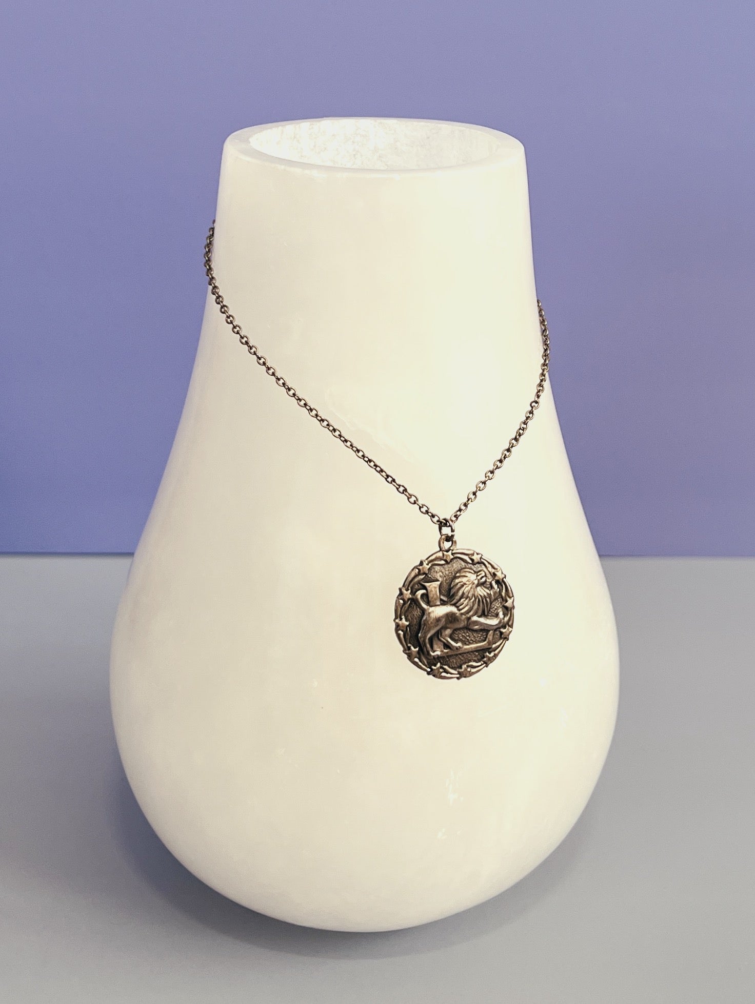 Silver Leo Charm Necklace