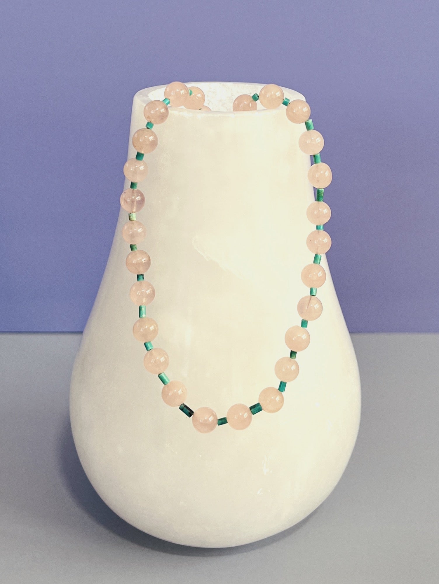 Rose Quartz and Blue Bead Necklace