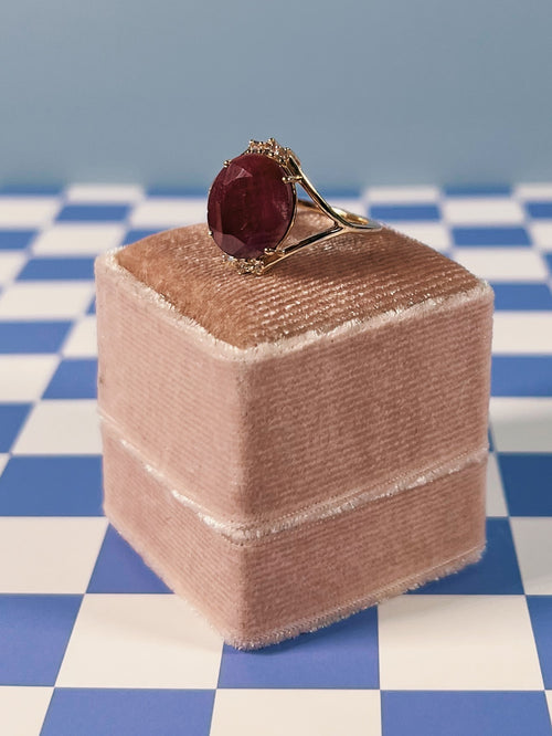 14k Gold, Filled Ruby and Sapphire Ring