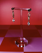 Gold Plated Aquamarine and Amethyst Paperclip Earrings