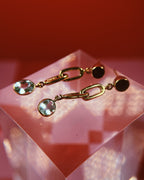 Gold Plated Aquamarine and Amethyst Paperclip Earrings