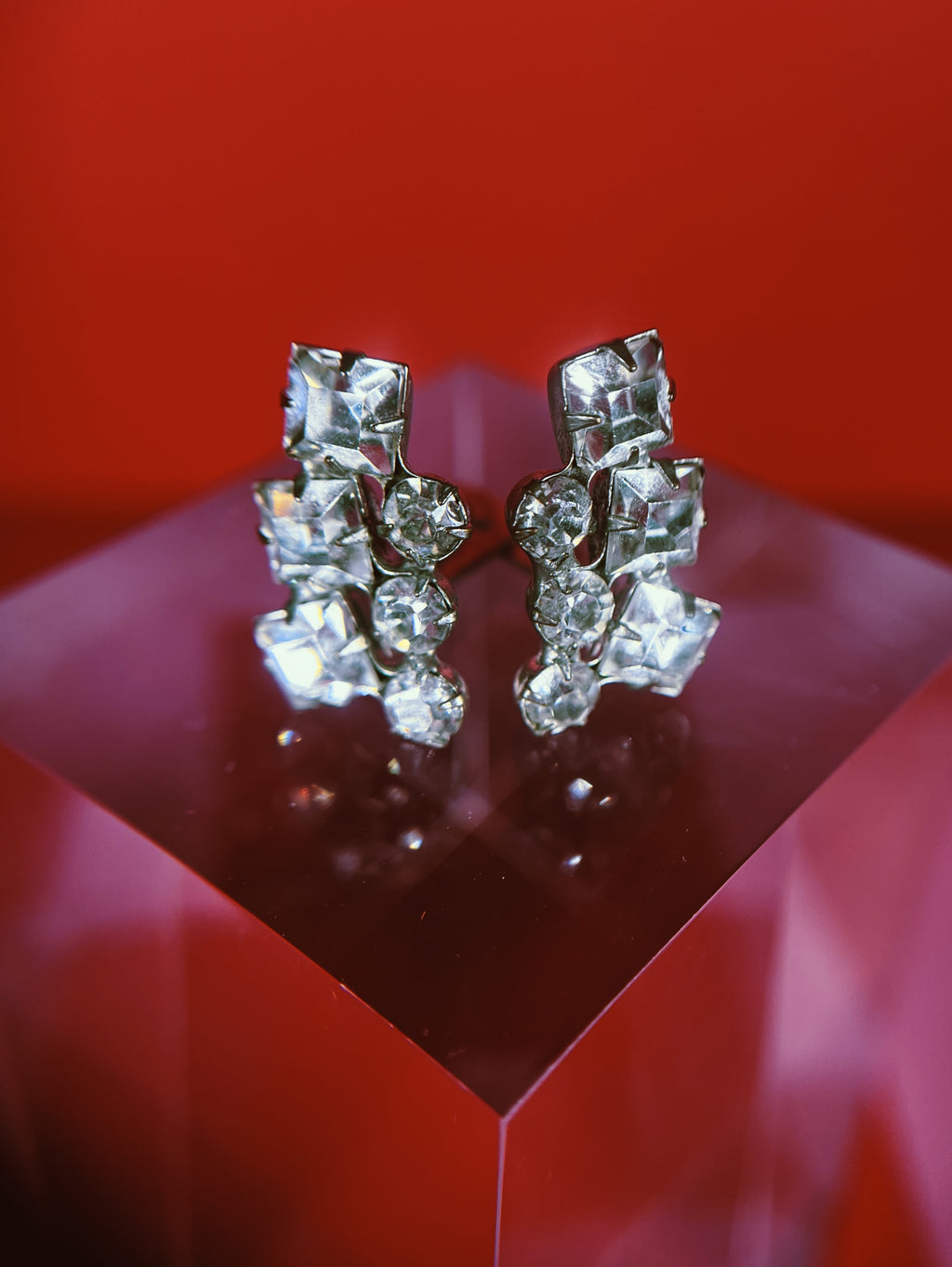Vintage Rhinestone Climber Earrings