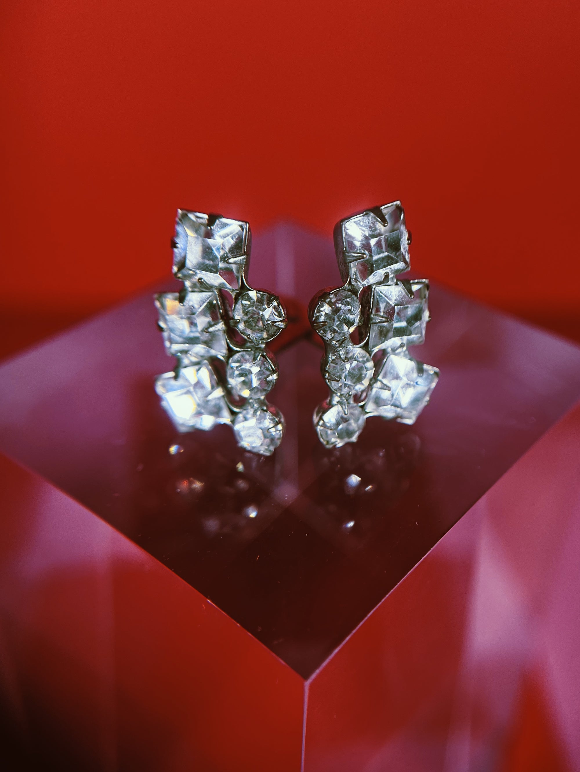 Vintage Rhinestone Climber Earrings