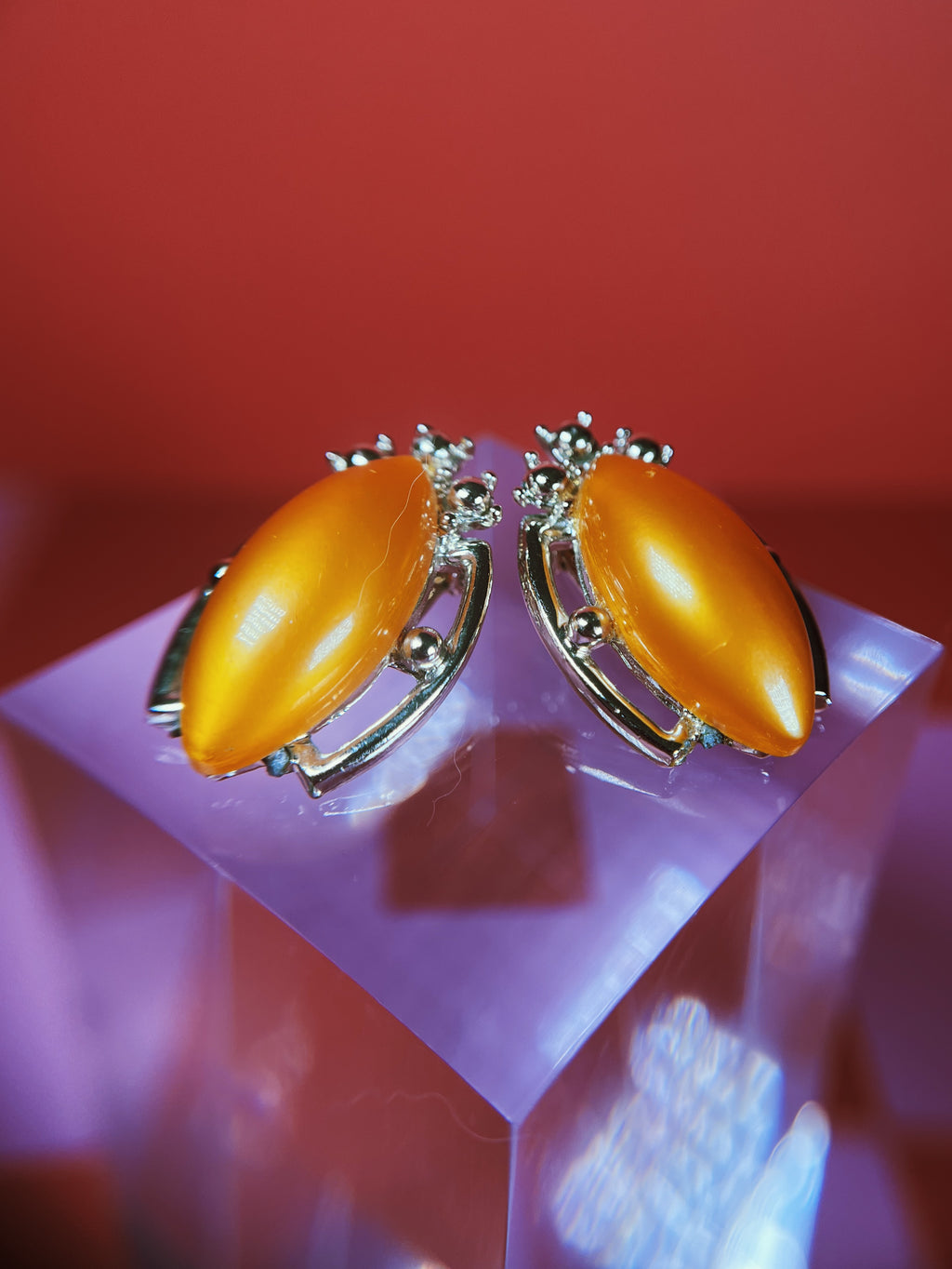 Orange and Gold Statement Earrings