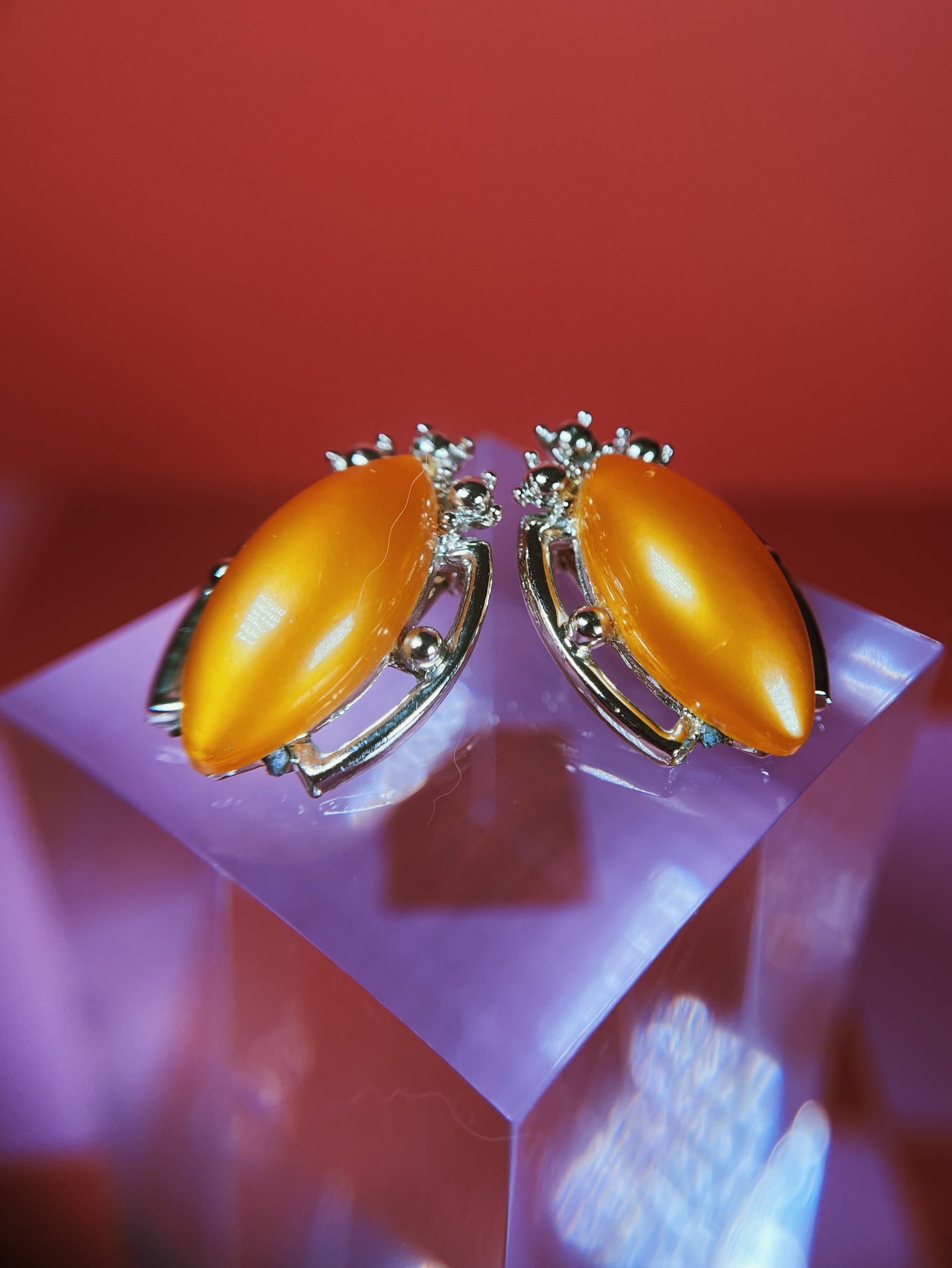 Orange and Gold Statement Earrings