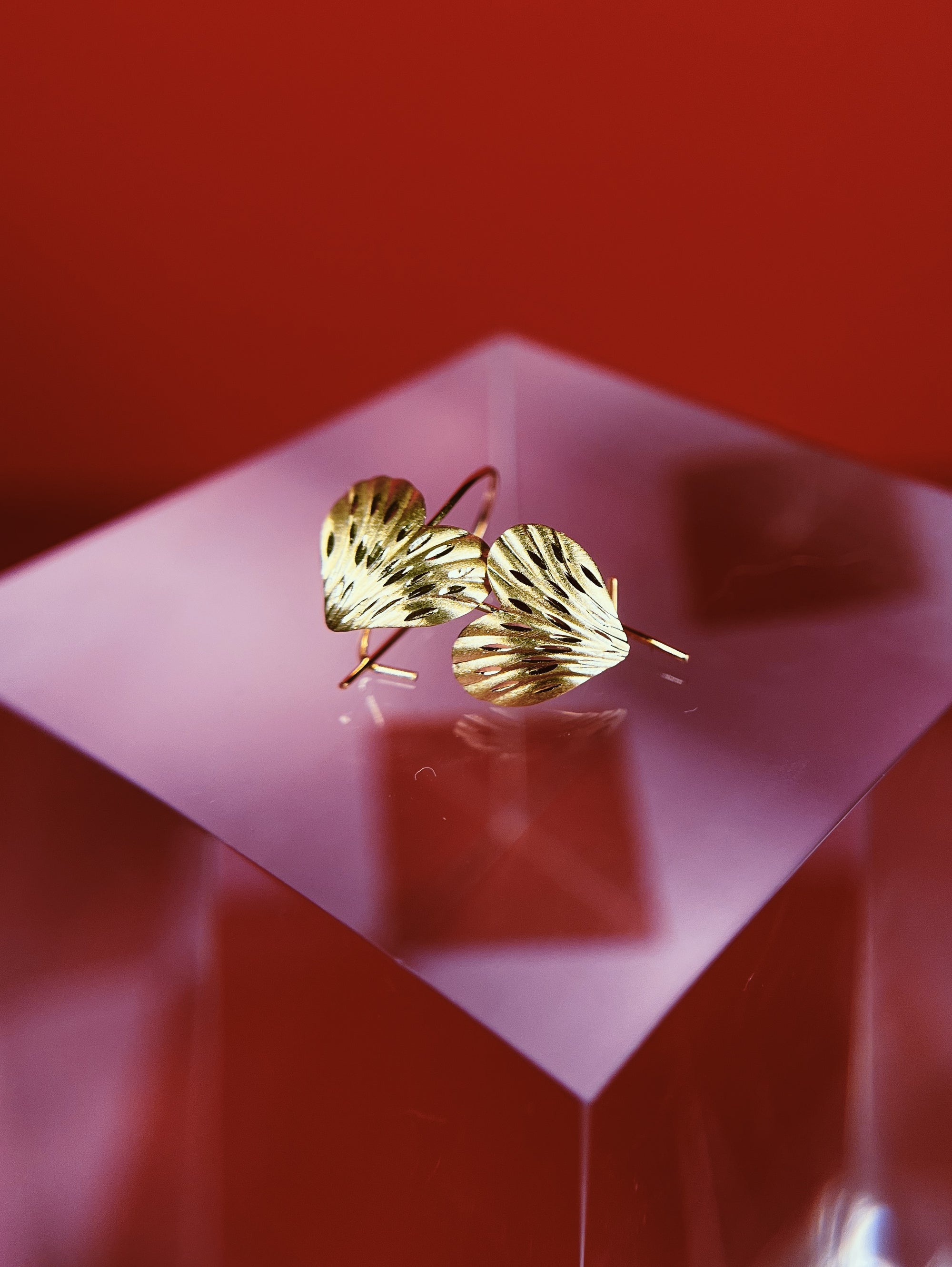 14k Heart Drop Earrings