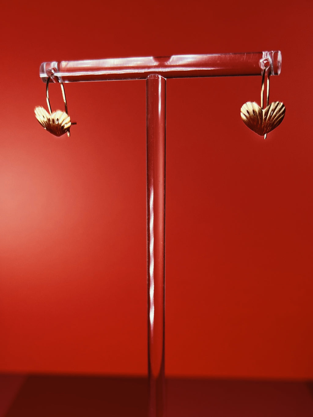 14k Heart Drop Earrings