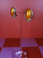 Orange and Gold Statement Earrings