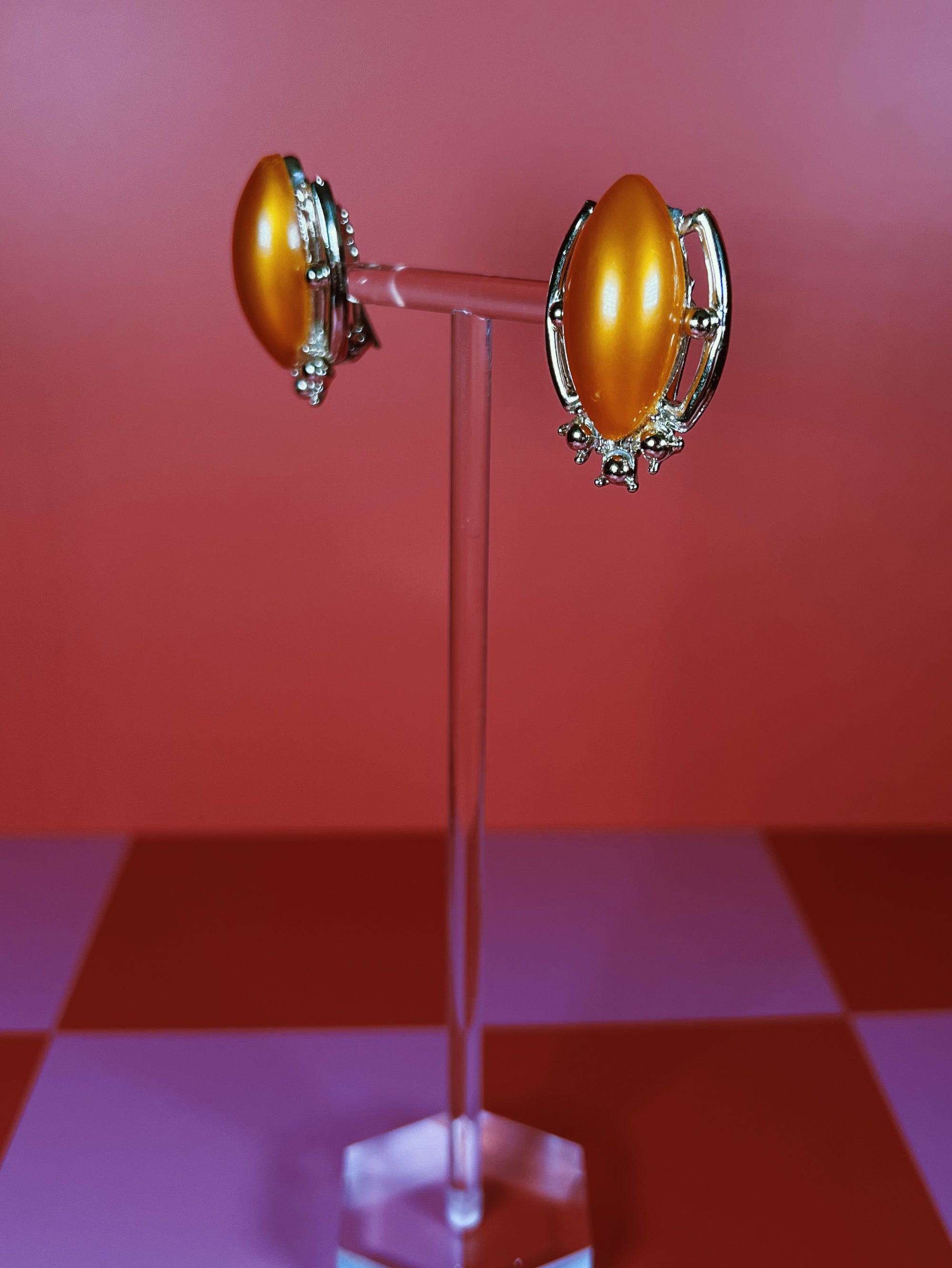 Orange and Gold Statement Earrings