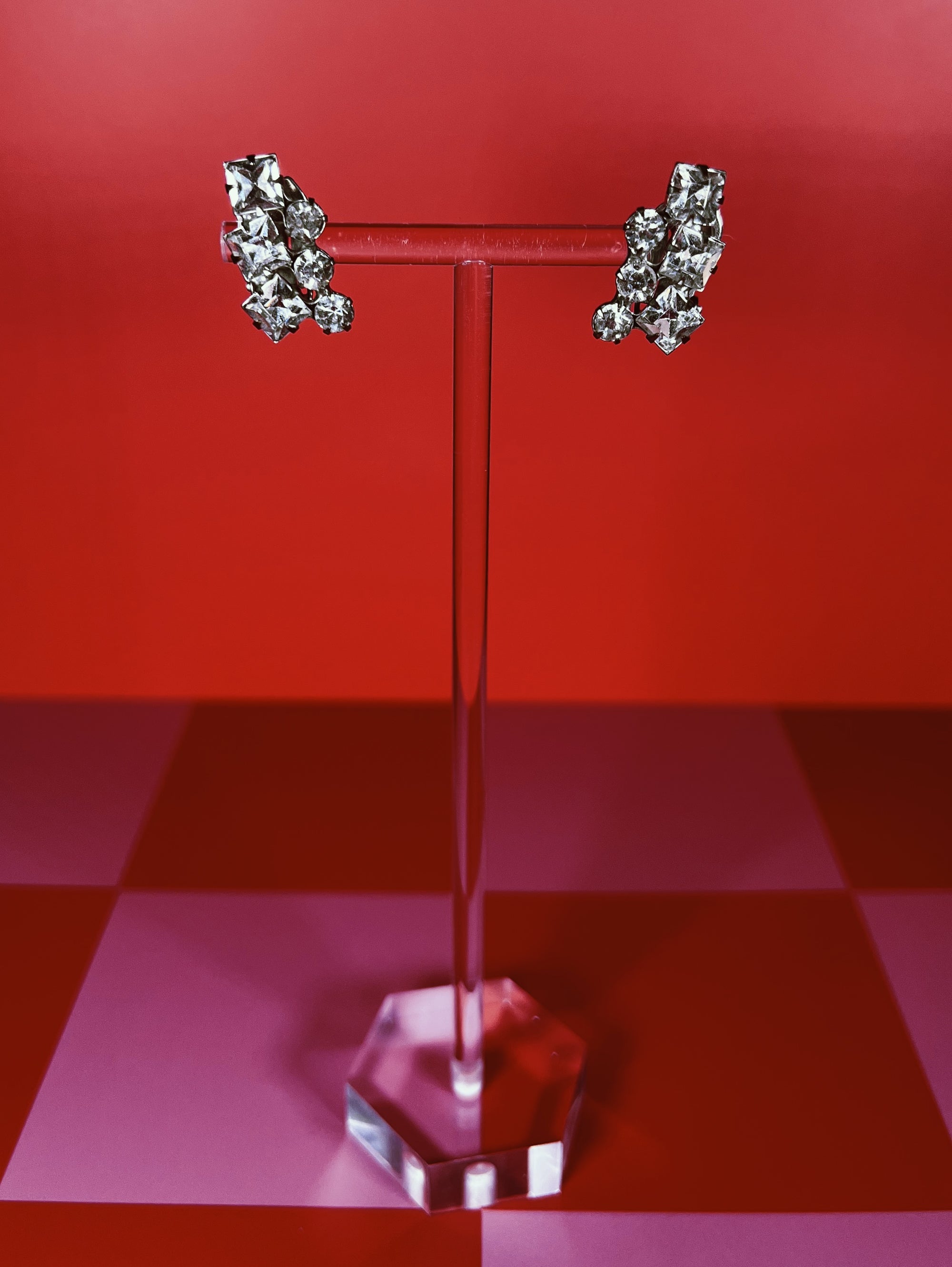 Vintage Rhinestone Climber Earrings