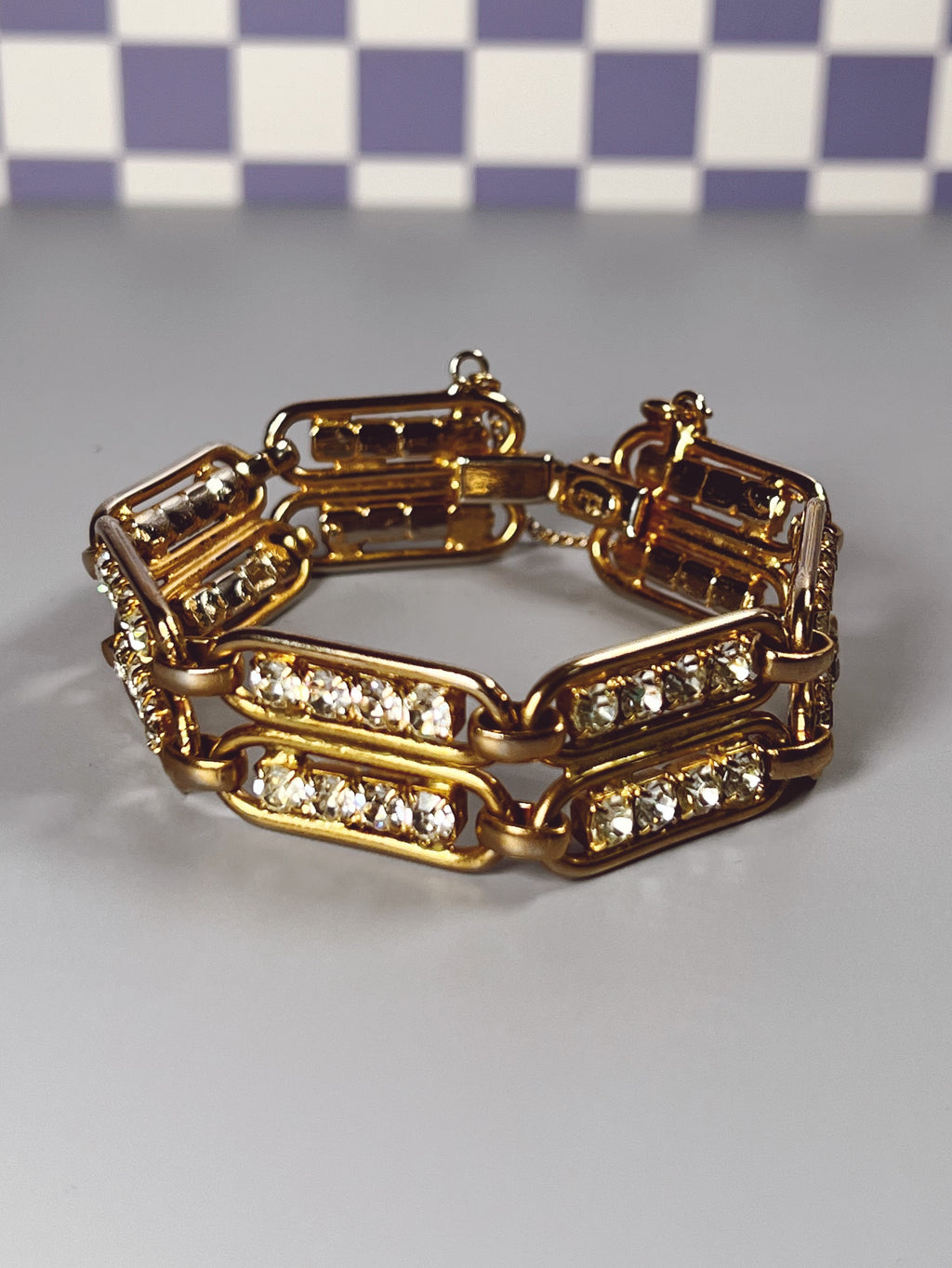 Hobe Gold Crystal Panel Bracelet