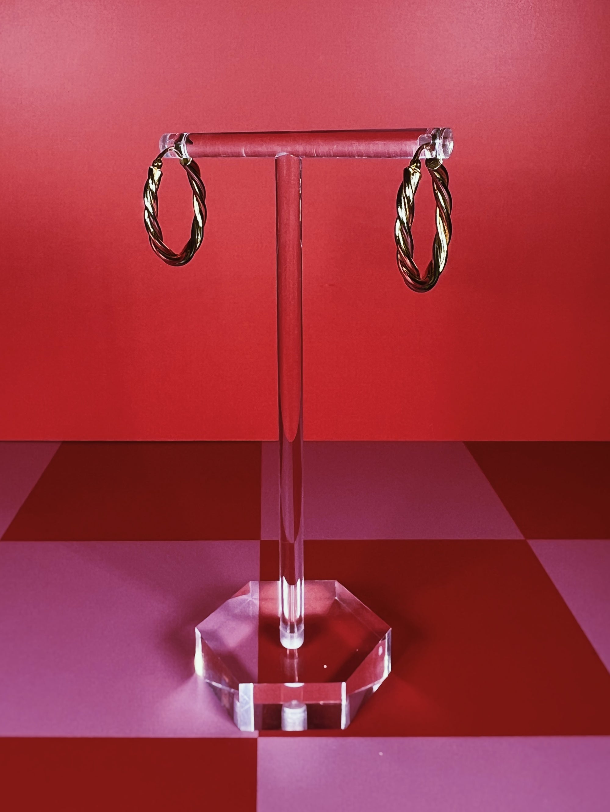 Tri-tone 14k Gold Twisted Hoops