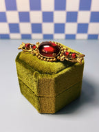 Crimson Cabochon Vintage Brooch