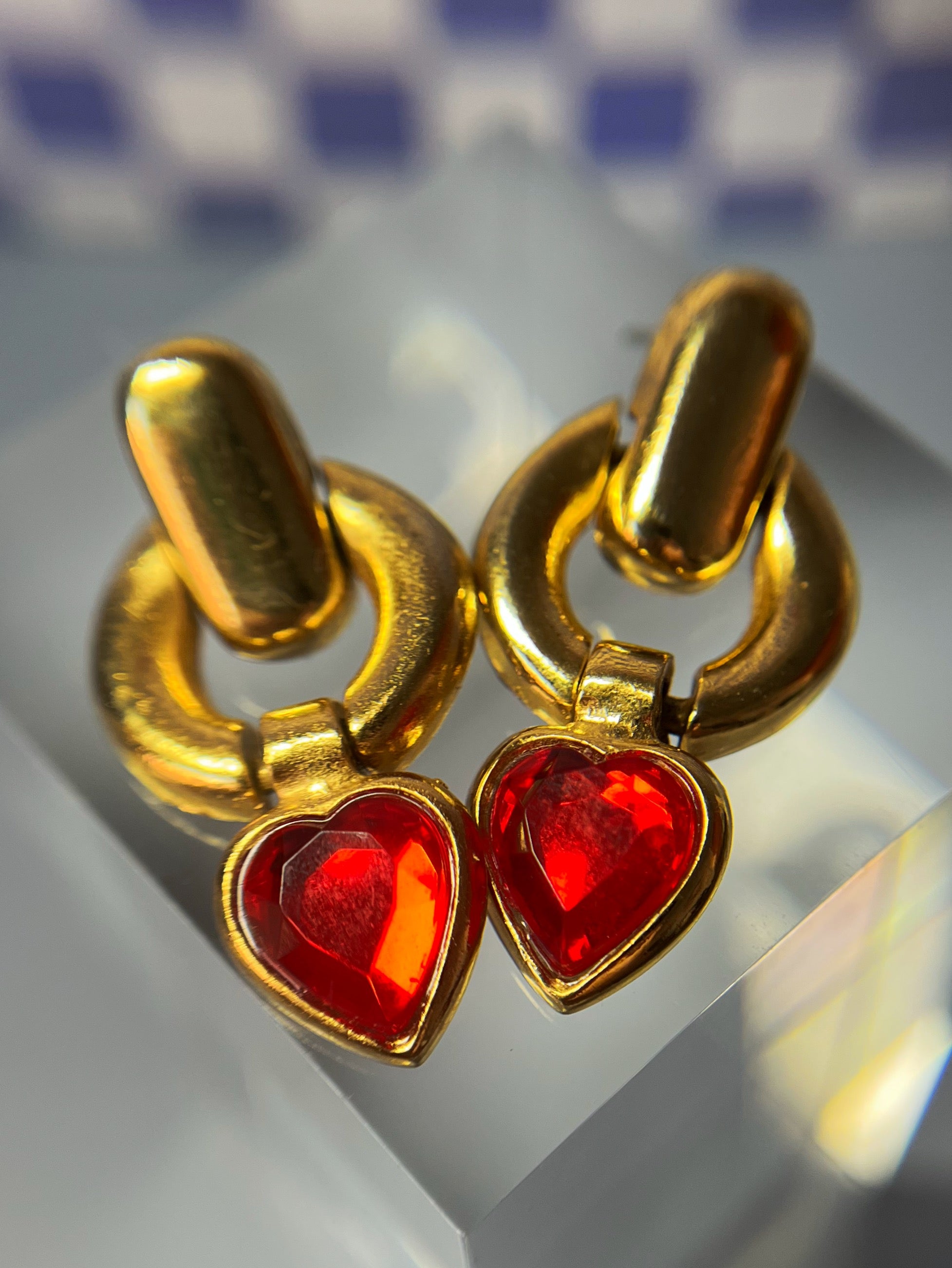 Bold Red Heart Drop Earrings