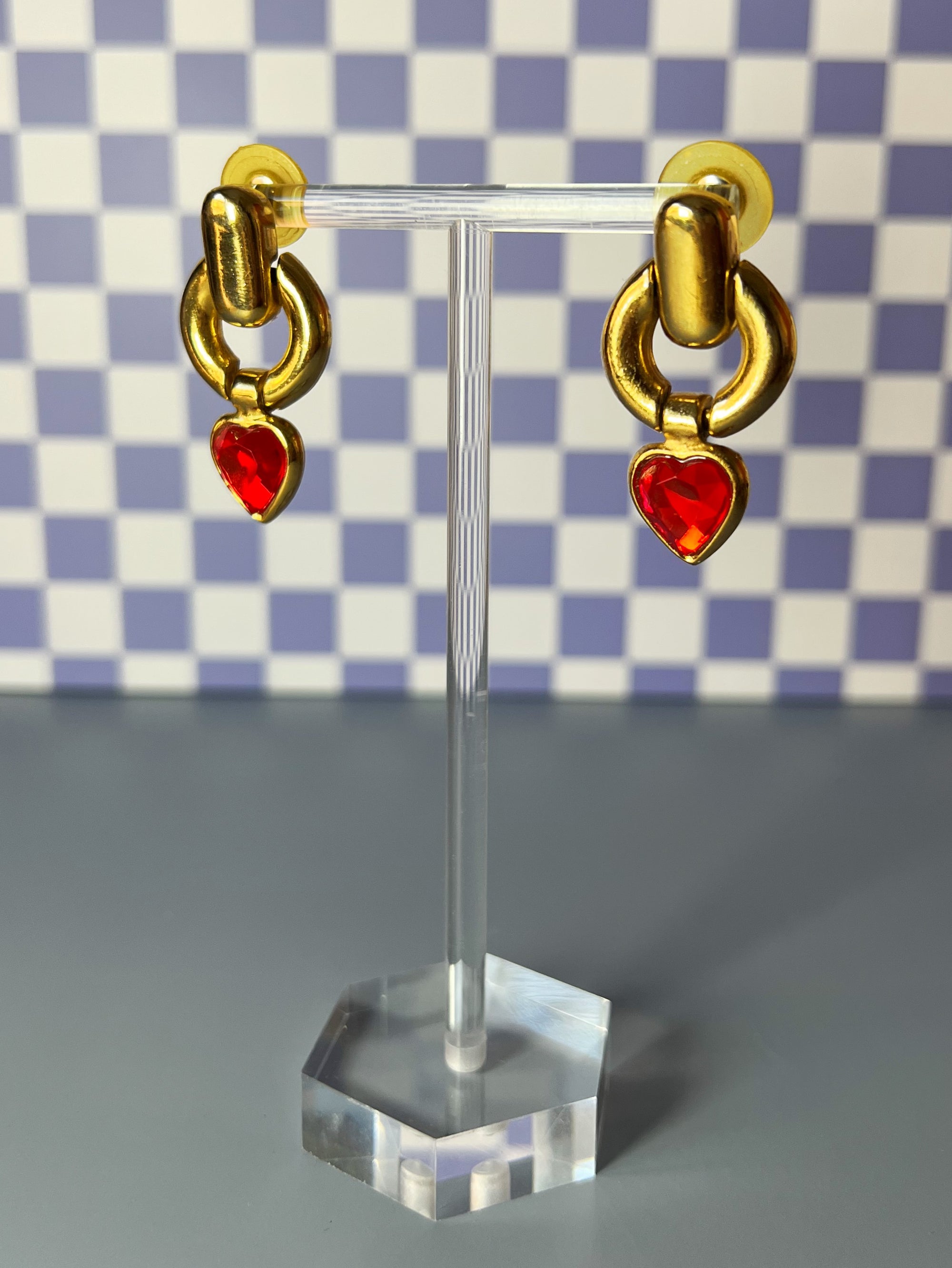 Bold Red Heart Drop Earrings