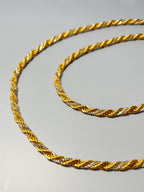 Mixed Metal Box and Rope Chain Necklace