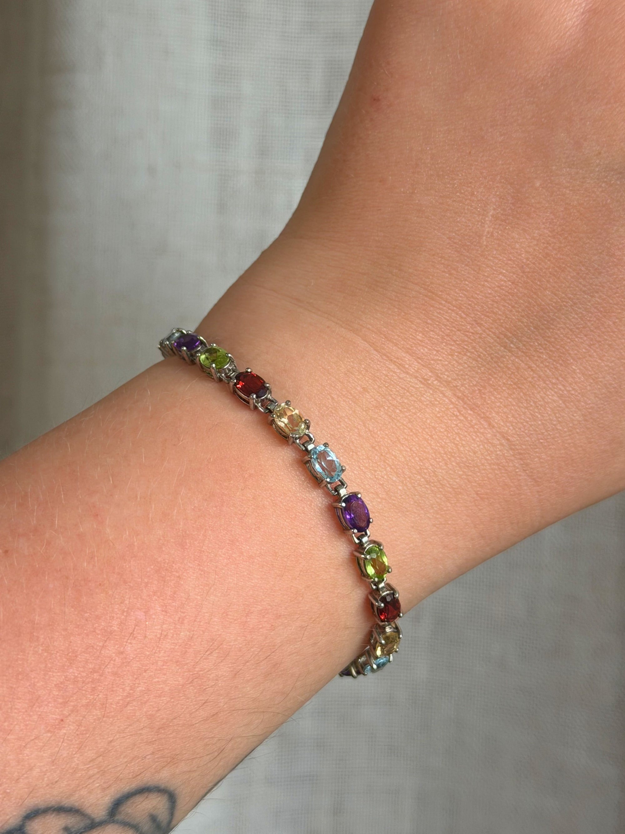 Sterling Silver Gemstone Tennis Bracelet