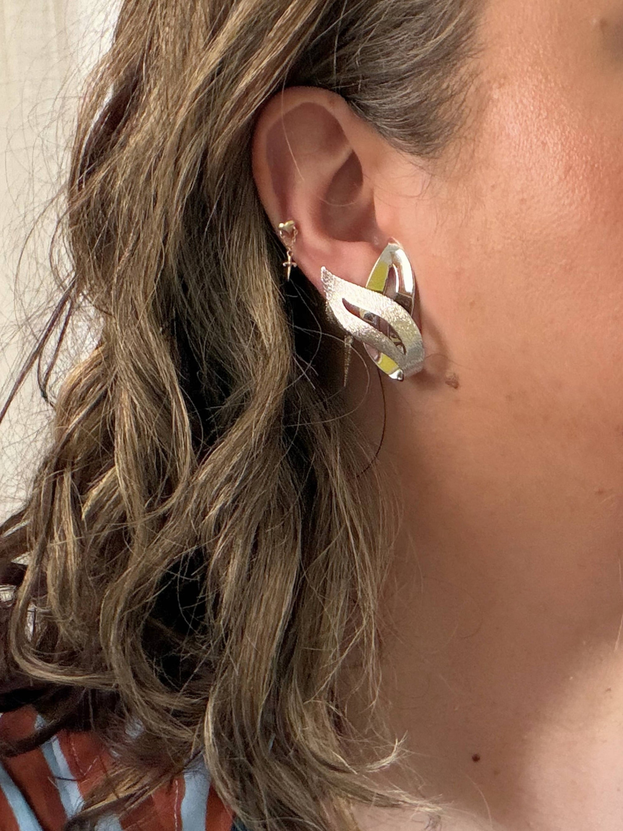 Sarah Coventry Abstract Silver Clip-On Earrings