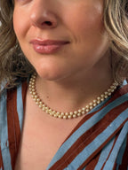 Avon Woven Pearl and Gold Double Strand Necklace