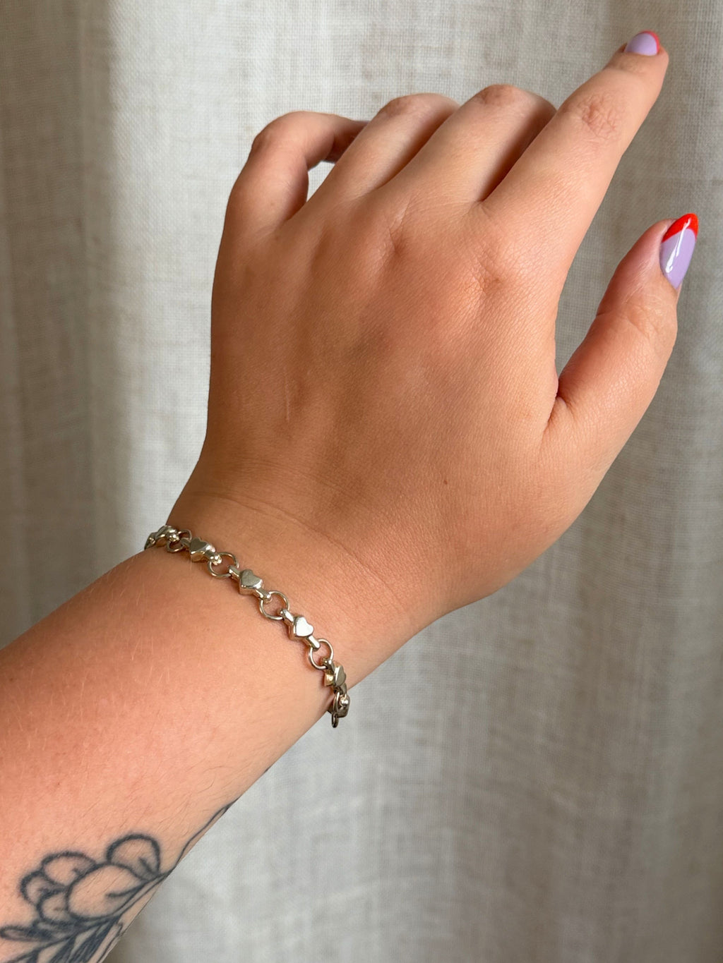 Sterling Silver Heart Link Bracelet