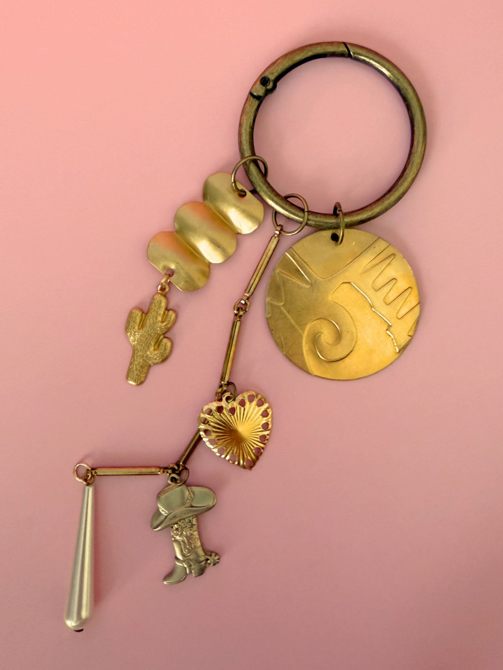 Cowgirl Dreams Vintage Charm Bag Charm — Cactus, Boot & Western Heart