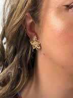 Sarah Coventry Midcentury Gold Floral Clip-On Earrings